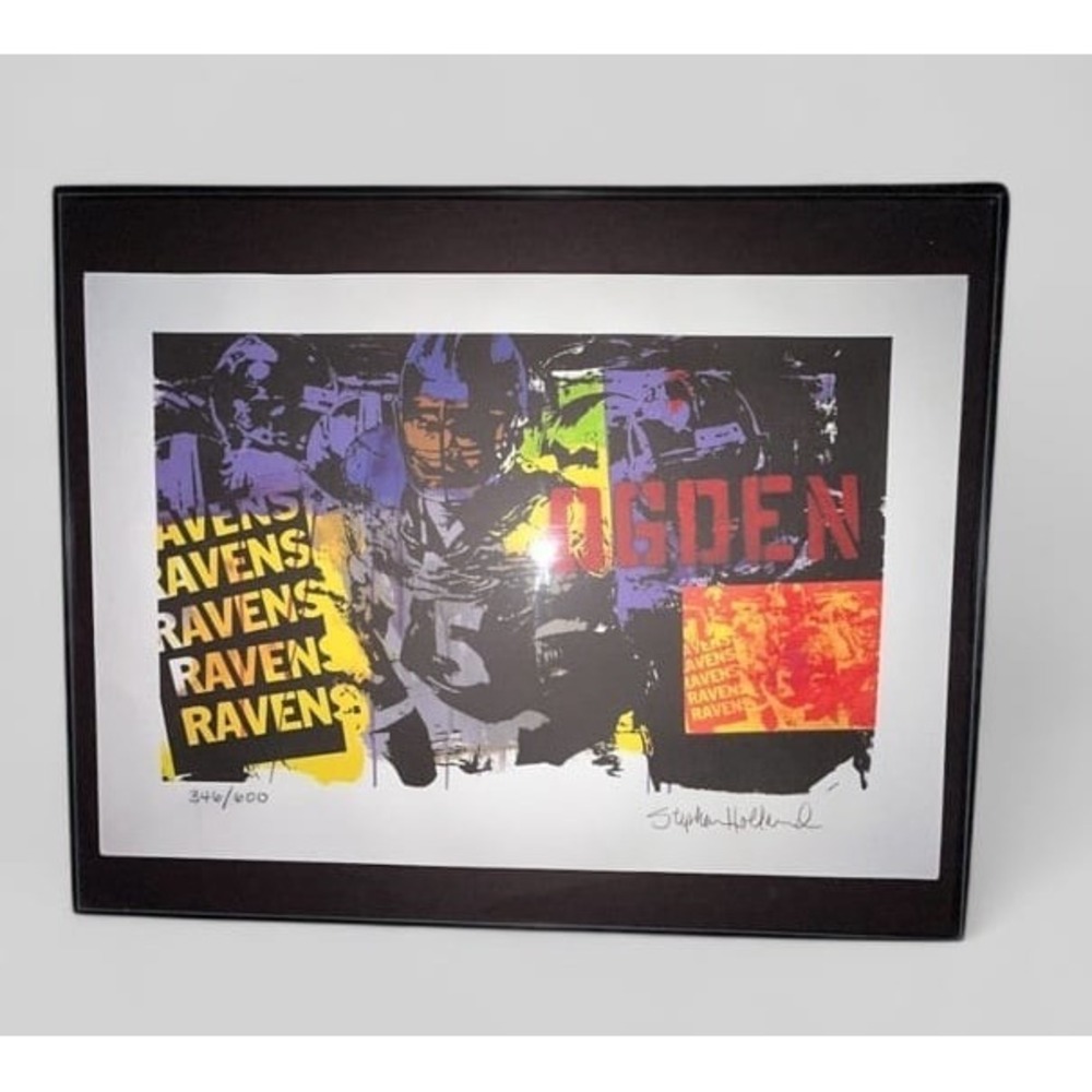 Stephen Holland Hand Signed Numbered Jonathan Ogden NFL Baltimore Ravens Art
